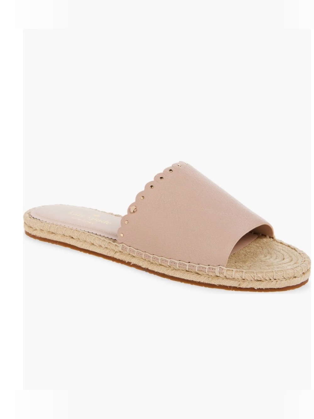 kate spade Blush Scalloped Espadrille Slide, Size 8.5 - NWT